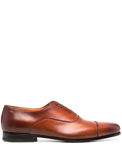 Santoni Man Lace-up Shoes Tan Size 6.5 Soft Leather In Brown