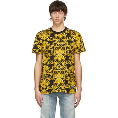 Versace Jeans Couture Baroque-print Short-sleeve T-shirt In Black