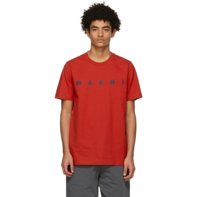 Marni Front Logo Print T-shirt In Red