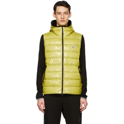 Moncler Padded Hooded Gilet Jacket In Yellow