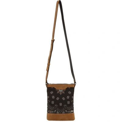 Amiri Bandana Suede-trimmed Leather Cross-body Bag In Black Tan