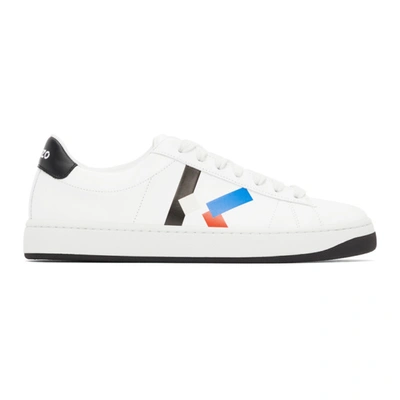 Kenzo White & Blue K-logo Kourt Sneakers