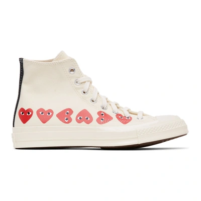 Comme Des Garçons Play Off-white Converse Edition Multiple Hearts Chuck 70 High Trainers In White,red