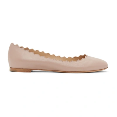 Chloé Lauren Scalloped Leather Ballet Flats In Pink Tea