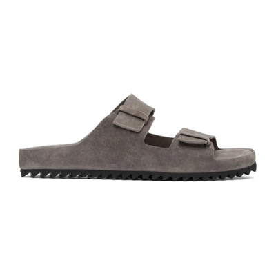 Officine Creative Agora Two-strap Suede Sandals In Gray
