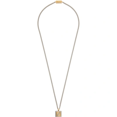 Fendi Logo-embossed Palladium-plated And Gold-tone Necklace In Silver