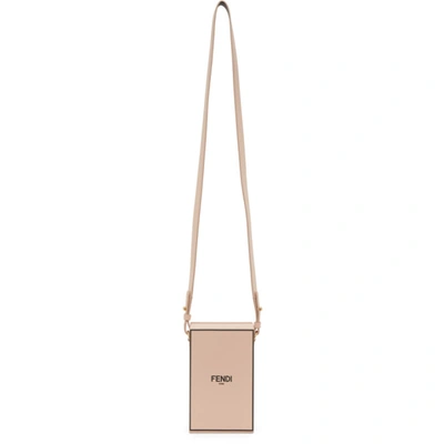 Fendi Logo Vertical Box Leather Bag In Pink
