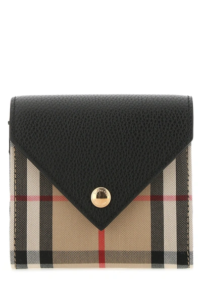 Burberry Multicolor Fabric And Leather Wallet Checked  Donna Tu