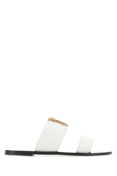 Versace V-hardware Slide Sandal In White