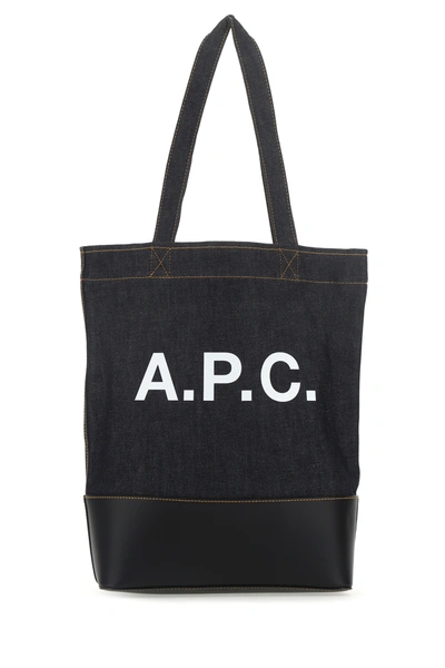 Apc Logo牛仔托特包 In Dark Wash