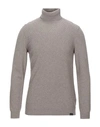 Brooksfield Man Turtleneck Khaki Size 48 Polyamide, Viscose, Wool, Cashmere In Gray