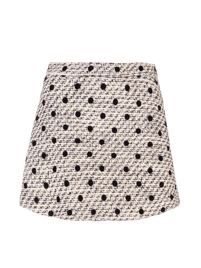 Valentino Layered Polka-dot Wool-blend Tweed Shorts In White