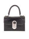 CHRISTIAN LOUBOUTIN ELISA M CROCODILE EFFECT BAG IN BLACK