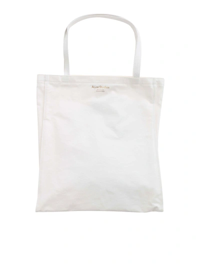 Acne Studios Logo Shopping Bag In White