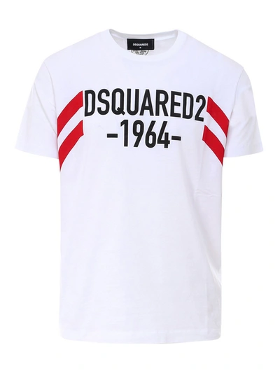 Dsquared2 Logo Print Cotton Jersey T-shirt In White