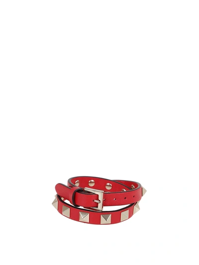 Valentino Garavani Rockstud Bracelet In Red