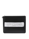 GIVENCHY LOGO PRINT LEATHER CLUTCH