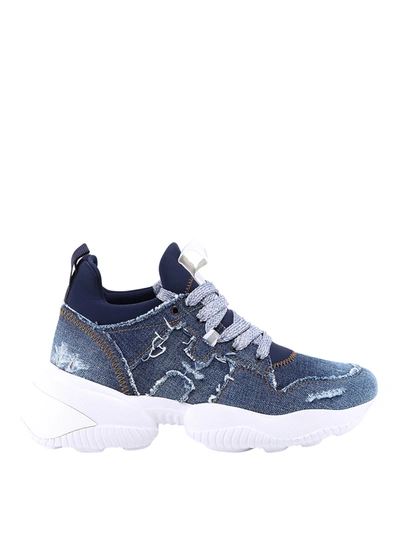 Hogan Interaction Denim Trainers In Blue