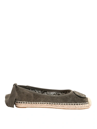 Tory Burch Minnie Embellished Suede Espadrilles In Green