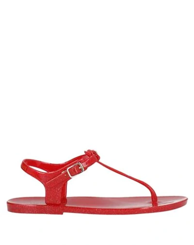 Emporio Armani Toe Strap Sandals In Red