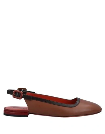 Santoni Ballet Flats In Brown