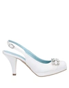 Blue & Rose Pumps In White