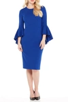 Maggy London Sasha Bell Sleeve Midi Dress In Royal