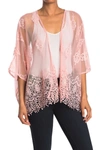 Forgotten Grace Lace High/low Kimono In Blush