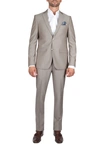 Soul Of London Solid Two Button Notch Lapel Slim Fit Suit In Sand