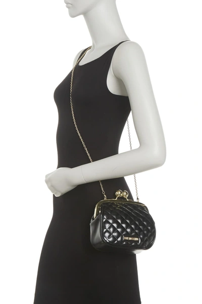 Love Moschino Quilted Coin Purse Crossbody Bag In Black