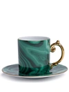 L'OBJET MALACHITE ESPRESSO & SAUCER SET