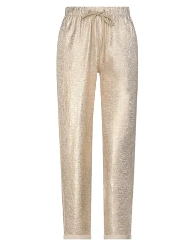 Majestic Metallic French-terry Pull-on Crop Pants In Metal Gold
