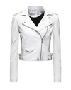 Iro Kolmar Biker Jacket In White Leather In Light Grey