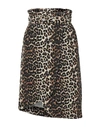 Ganni Asymmetric Belted Leopard-print Denim Wrap Skirt In Beige