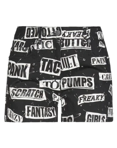 Moschino Printed Denim Shorts In Black