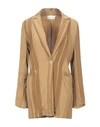 CLAUDIE CLAUDIE WOMAN BLAZER CAMEL SIZE 8 VISCOSE, COTTON, POLYAMIDE