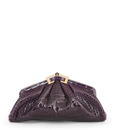 Bottega Veneta Mini Leather Intrecciato Pouch Clutch Bag In Purple