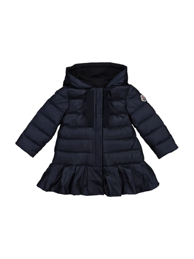 Moncler Kids' Girl's Neila Fringe Hooded Peplum Jacket In Blue