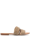 Fabiana Filippi Jewel Detail Slides In Beige In Gold