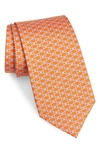 Ferragamo Laccio Geometric-pattern Silk Tie In Arancio