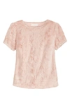 Adyson Parker Women's Short Sleeve Sherpa Pullover Top In Cameo Rose