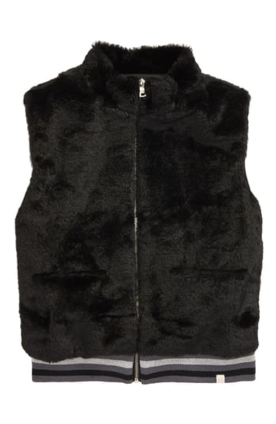 Sovereign Code Kids' Sharon Faux Fur Zip Vest In Black