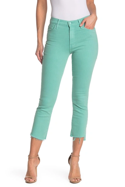 Mother Insider High Waist Crop Step Hem Jeans In Lagoon