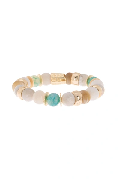 Akola Ankole Horn & Stone Beaded Stretch Bracelet In Multi