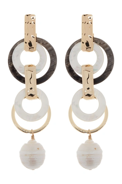 Akola Horn & Baroque Pearl Drop Earrings In Black