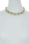 Akola Amal Raffia & Horn Link Necklace In Turquoise