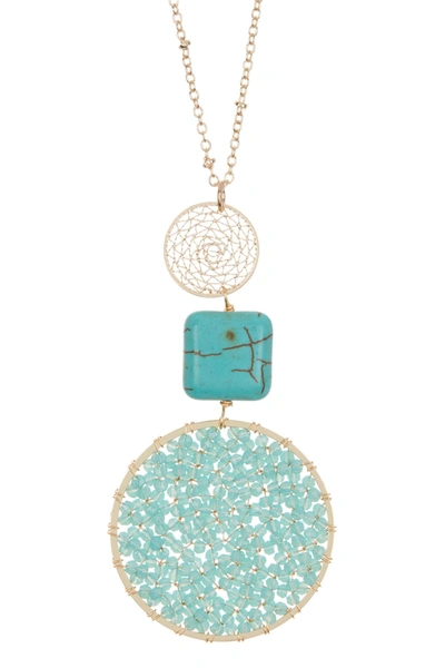 Panacea Turquoise Crystal & Stone Beaded Pendant Necklace
