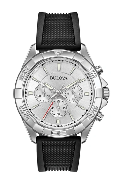 Bulova Quartz Analog Rubber Strap Watch, 38mm In Black