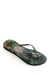 Havaianas Slim Tropical Flip Flop In Black/graphite