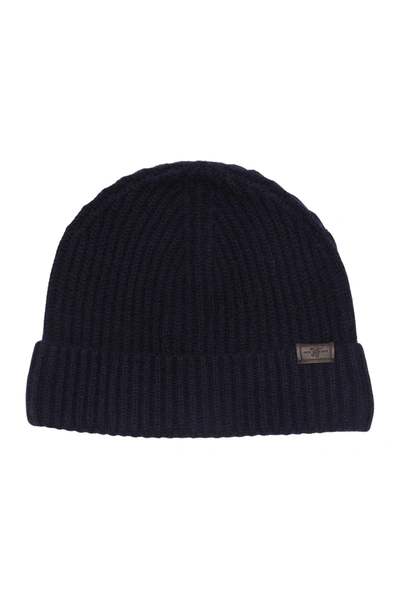 Hickey Freeman Cashmere Knit Cuffed Beanie In Navy